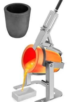 Nelyrho Hand-held Crucible Pouring Tongs/Rack with A Graphite Crucible, Work with Crucibles and Melting Furnace, Metal Casting Aluminium Gold Silver #12 (12kg-26.4lbs)