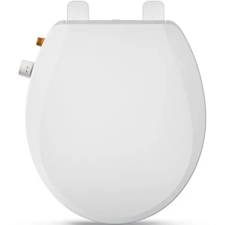 Round Bidet Toilet Seat with Quiet-Close, Non-Electric Bidet Toilet Seat with Self Cleaning Dual Nozzles, Fit Round Toilet Seat, White Bidet Seat with Brass inlet (Round)
