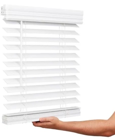 Lotus & Windoware Cordless, 2 Inch Faux Wood Blind, 36" Wide x 36" Long, Window Blinds, Blinds & Shades, Blinds for Indoor Windows, Wooden Blinds, Embossed, Bright White
