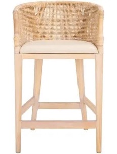 Safavieh Home Collection Brando Tropical Coastal Natural White Wash/White Wash Legs/White Cushion Solid Wood 30-inch Bar Stool (Fully Assembled)
