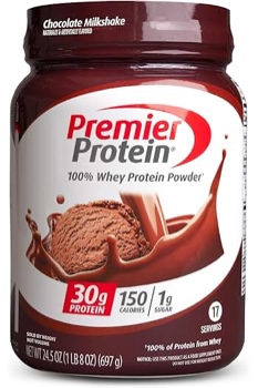 Premier Protein Powder, Chocolate Milkshake, 30g Protein, 1g Sugar, 100% Whey Protein, Keto Friendly, No Soy Ingredients, Gluten Free, 17 Servings, 24.5 Ounce (Pack of 1)