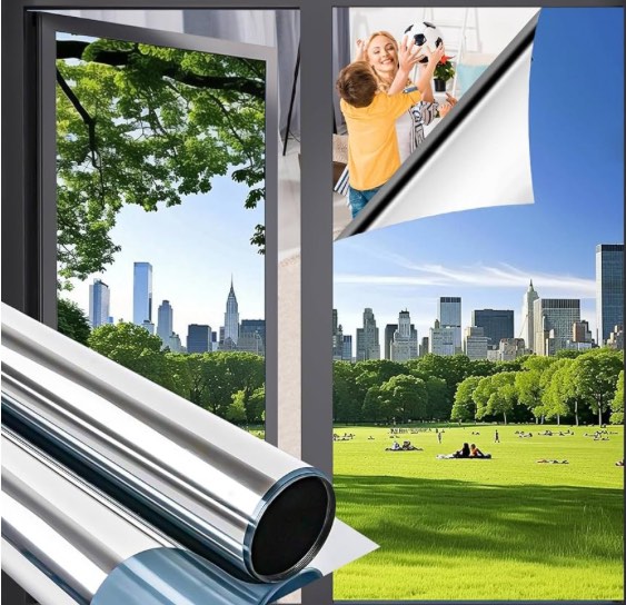Niviy One Way Window Privacy Film Window Tint for Home See Out Not in Effect Anti UV Heat Control Glass Door Film for Home Office