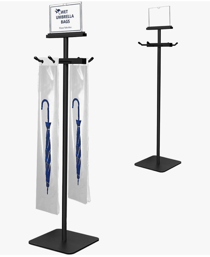 Montex Wet Umbrella Stand with Free 200 Plastic Umbrella Bags and Holder
