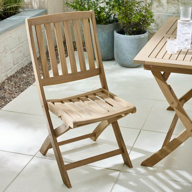 Dizon Outdoor Folding Solid Wood Dining Chair - Modern Garden Patio (Set of 2)