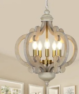 Gisbelle 5 Light Wood Dimmable Geometric Chandelier