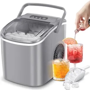 Antarctic Star Countertop Ice Maker Ice Machine With Handle, Self grey