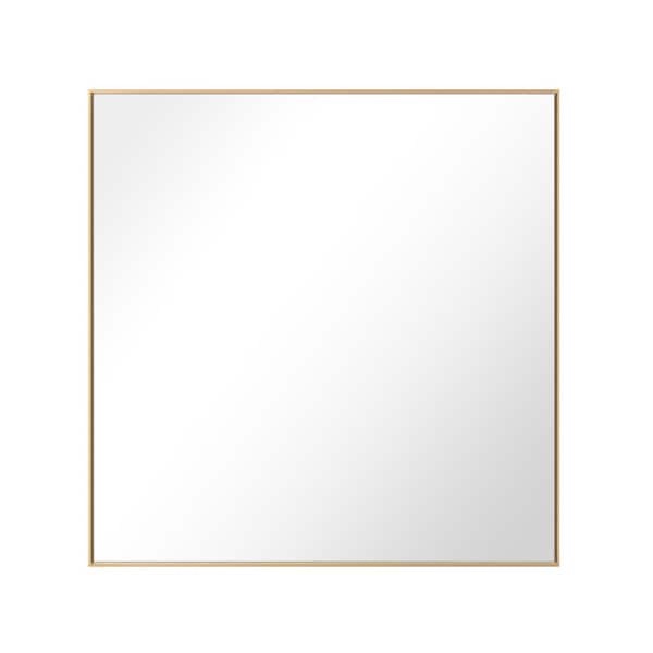 30 in. W x 30 in. H Modern Medium Square Aluminum Framed Wall Mounted Bathroom Vanity Mirror in Gold