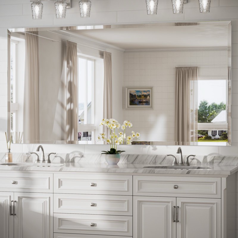 30”X48” Janica Rectangle Beveled Frameless Bathroom Vanity Mirror Decorative Wall Accent Mirror
