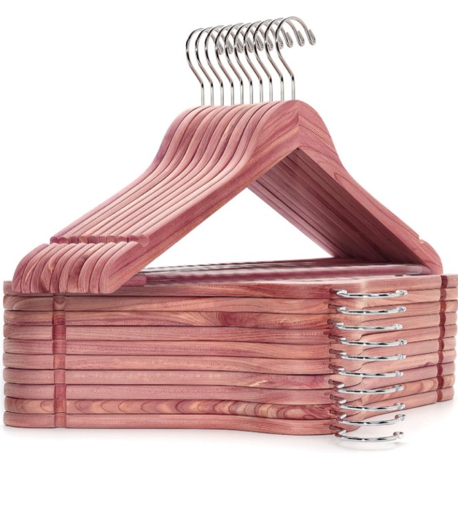  Big & Tall Cedar Suit Hanger with Wooden Trouser Bar set of 10