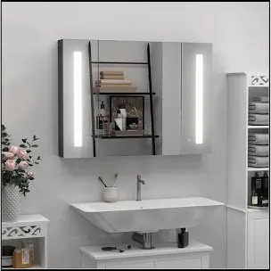 Lighted Medicine Cabinet With Mirror, 26" X 36" Wall Mounted Bathroom mirror 