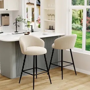 Upholstered Counter Stool With Metal Frame (Set of 2)