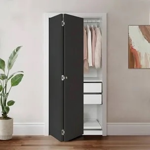 78” 1 Panel Black Molded Hollow - Core Interior Composite Bifold Closet door