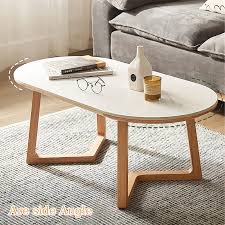 36x46 Solid Wood + Sintered Stone Oval Coffee Table