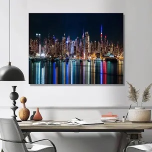 New York midtown night panorama 30x40