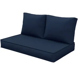Wynee Outdoor 5" Loveseat Cushions Bench Seat / Back Cushion navy blue