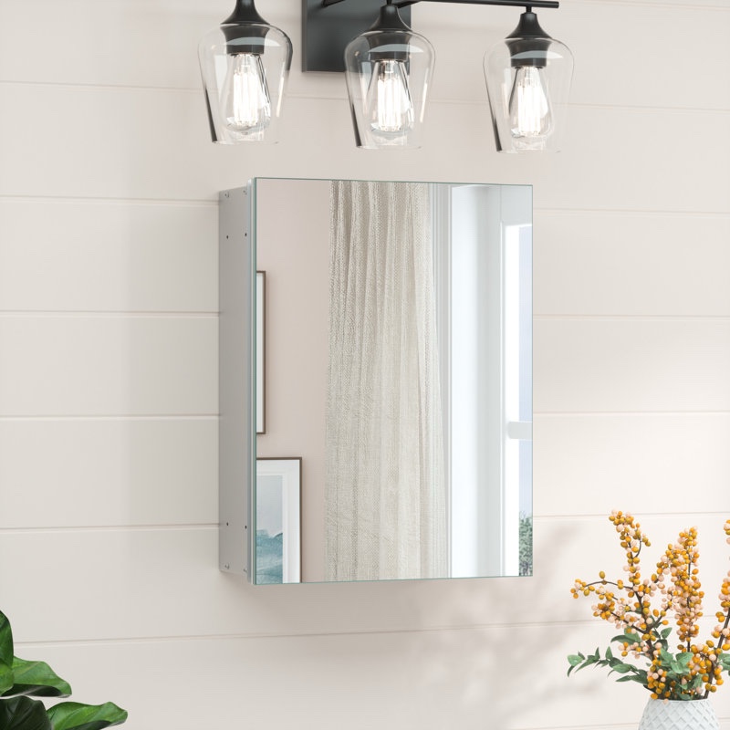 Husai Recessed or Surface Mount Aluminum Frameless Medicine Cabinet With Mirrored Door and Adjustable Shelves