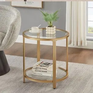 Doynton Round Glass Top End Side Table