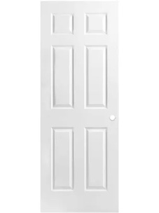 Masonite 80-inch Primed 6 Panel Hollow Core Textured Interior Door Pre-bored Slab