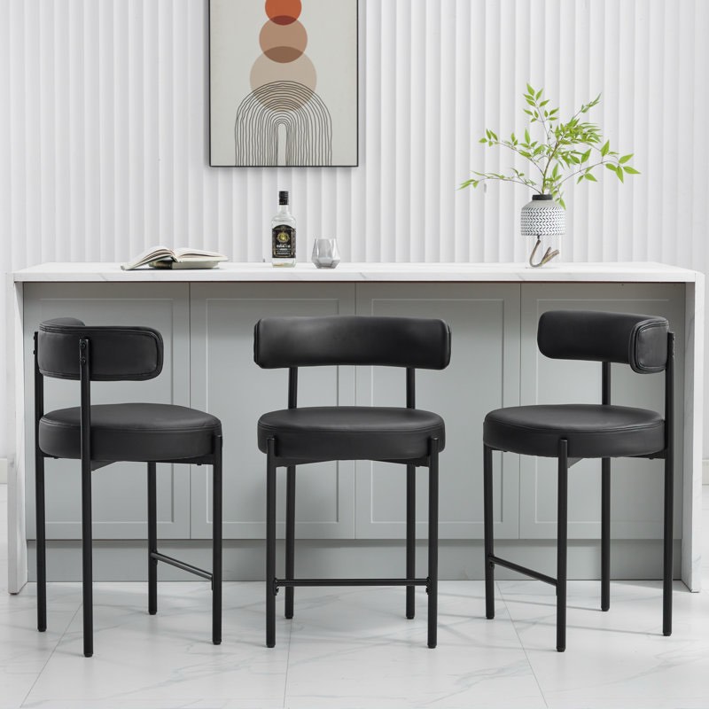 Najira Upholstered 24'' Counter Stool with Metal Frame By Ebern Designs