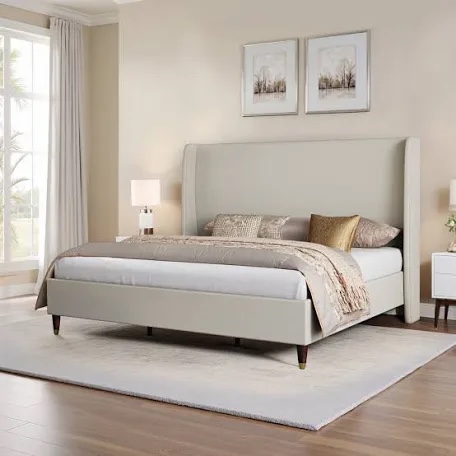 Belo upholstered, low profile platform bed, King