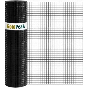 GoldPeak Black Hardware Cloth 1/2 inch 48 inch x 100 Foot 19 Gauge Vinyl Coated Welded Wire Mesh Roll Chicken Wire Fencing Garden Fence Tree Guard