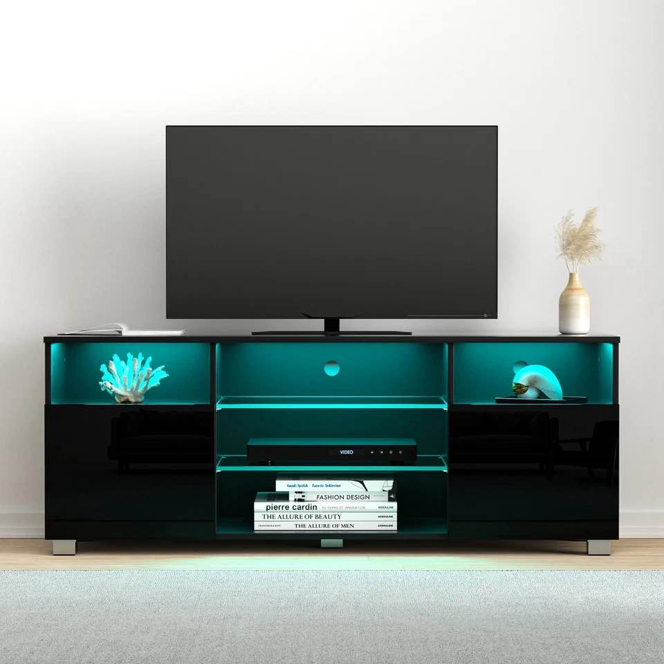 47"/57"/65" Modern LED High Glossy TV Stand, Media Console, Entertainment Center (Used)