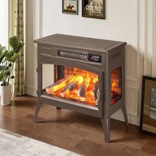Aleska 24inch Freestanding Electric Fireplace Stove Heater With Remote