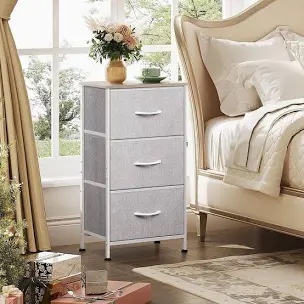 WLIVE Nightstand With 3 Drawers, Fabric Dresser