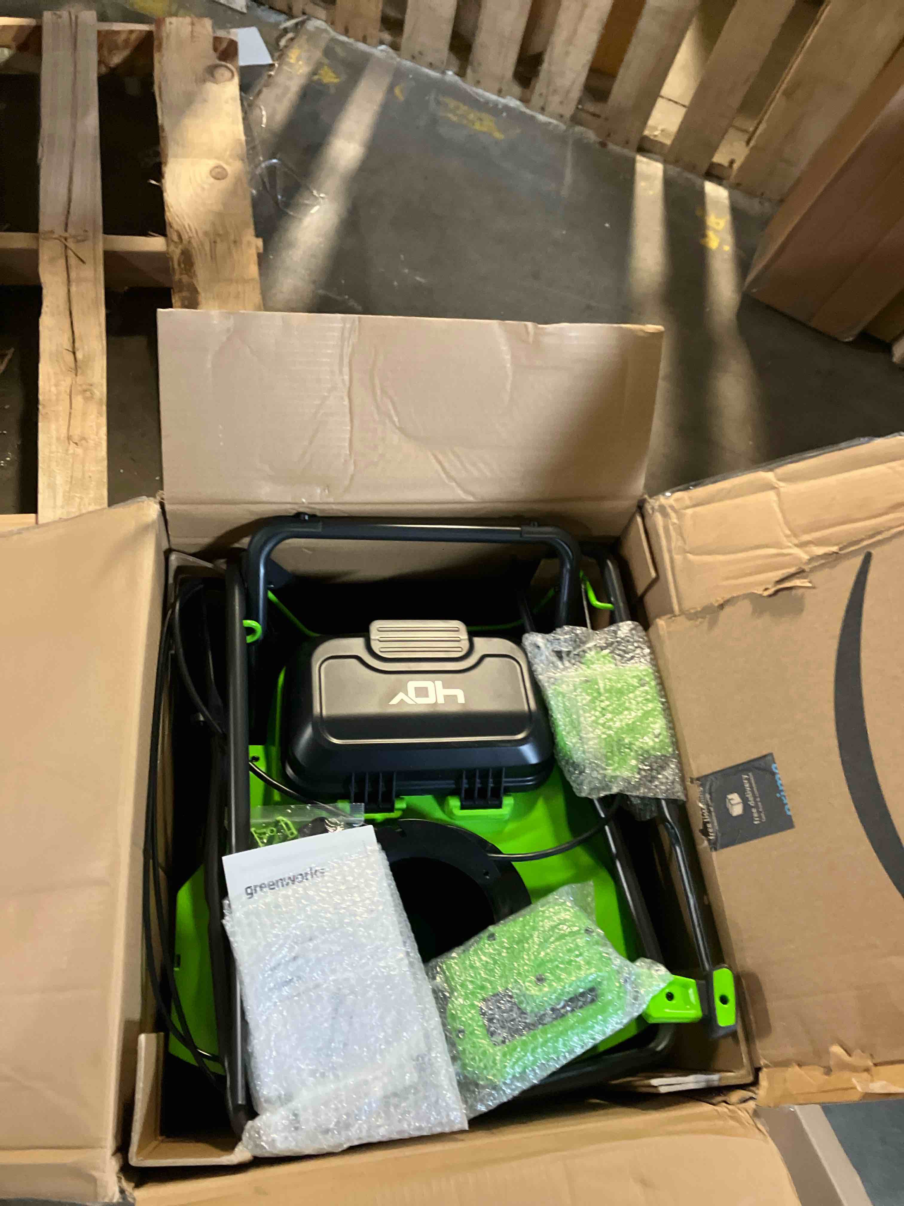 Condition photo showing New/Like New for Greenworks 40V 20'' Brushless Snow Blower, Battery and Chargder not Included