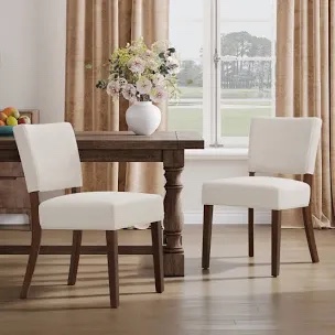 Parsons Upholstered Dining Chair Solid Wood Side Chair (Set of 2)