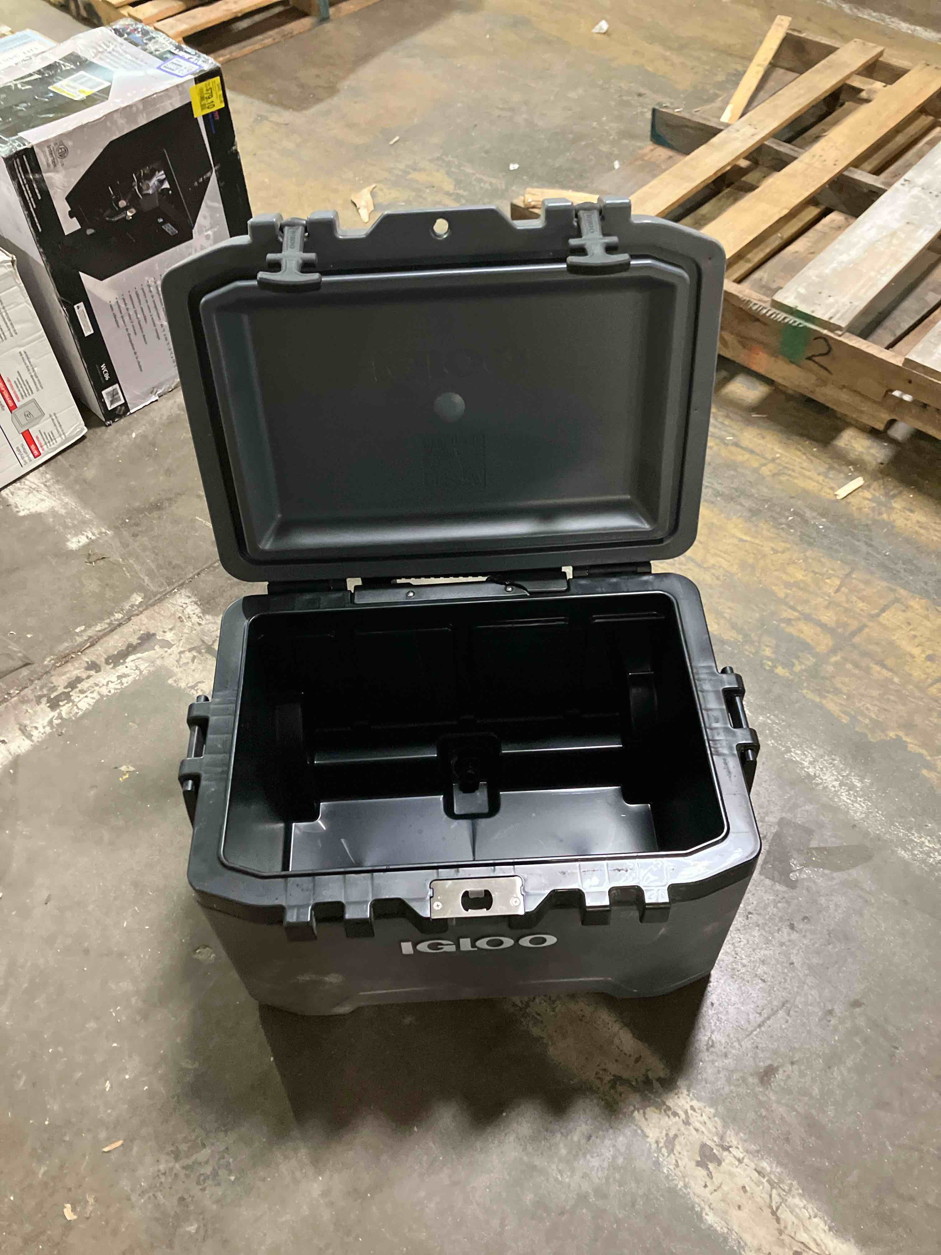 Condition photo showing New/Like New for Igloo Trailmate 52Qt Wheeled Cooler, Insulated Hard Shell Ice Chest, Carbonite (Slightly used)