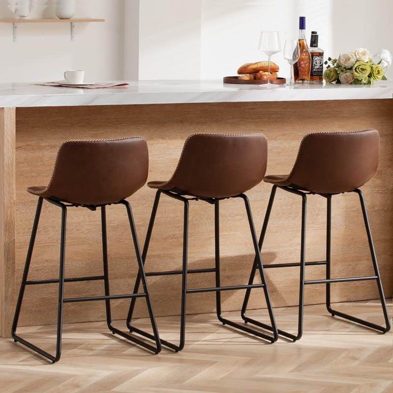 Bar Stools of 2/3/4, 26/30 Inch Counter Height Barstools with Back Faux Leather Bar Height Stools for Kitchen Island Counter (used)