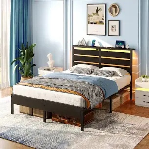 Hana Bed Frame with Headboard & LED Lights. Twin