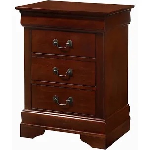 Louis Phillipe 3 Drawer Wood Nightstand