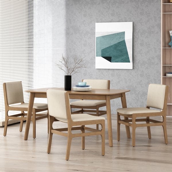 Coston Upholstered Dining Chairs by Christopher Knight Home - Wheat/Walnut (set of 2)