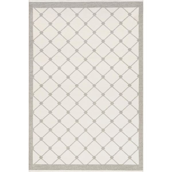 Amiyah Reversible Machine Washable Light Grey 5 ft. x 8 ft. Modern Area Rug