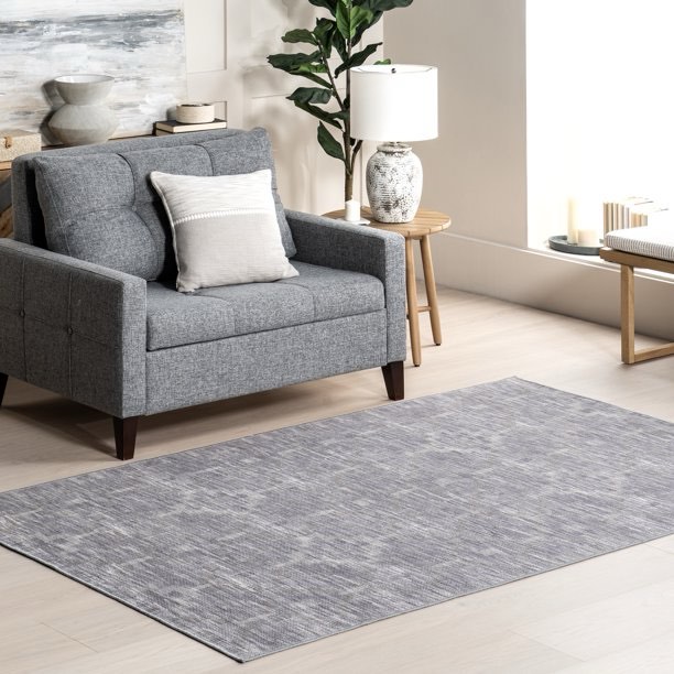 nuLOOM Elia Casual Geometric Machine Washable Area Rug, 5' x 8', Blue