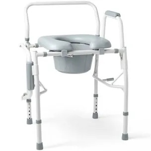 Medline Bedside Commode with Drop Arm and Padded Seat, Sturdy, Portable Toilet, 350 lb Weight Capacity, Steel