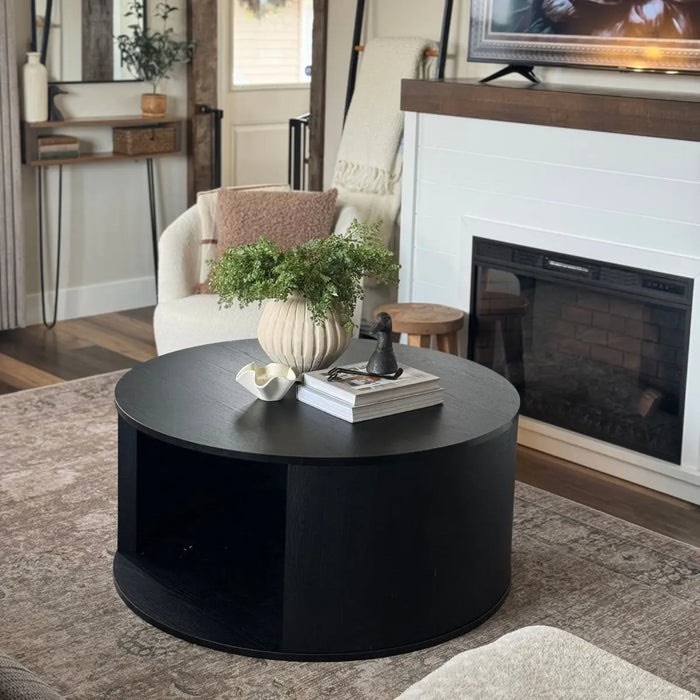 Hobo 40" Modern Black Round Coffee Table (Legs only)