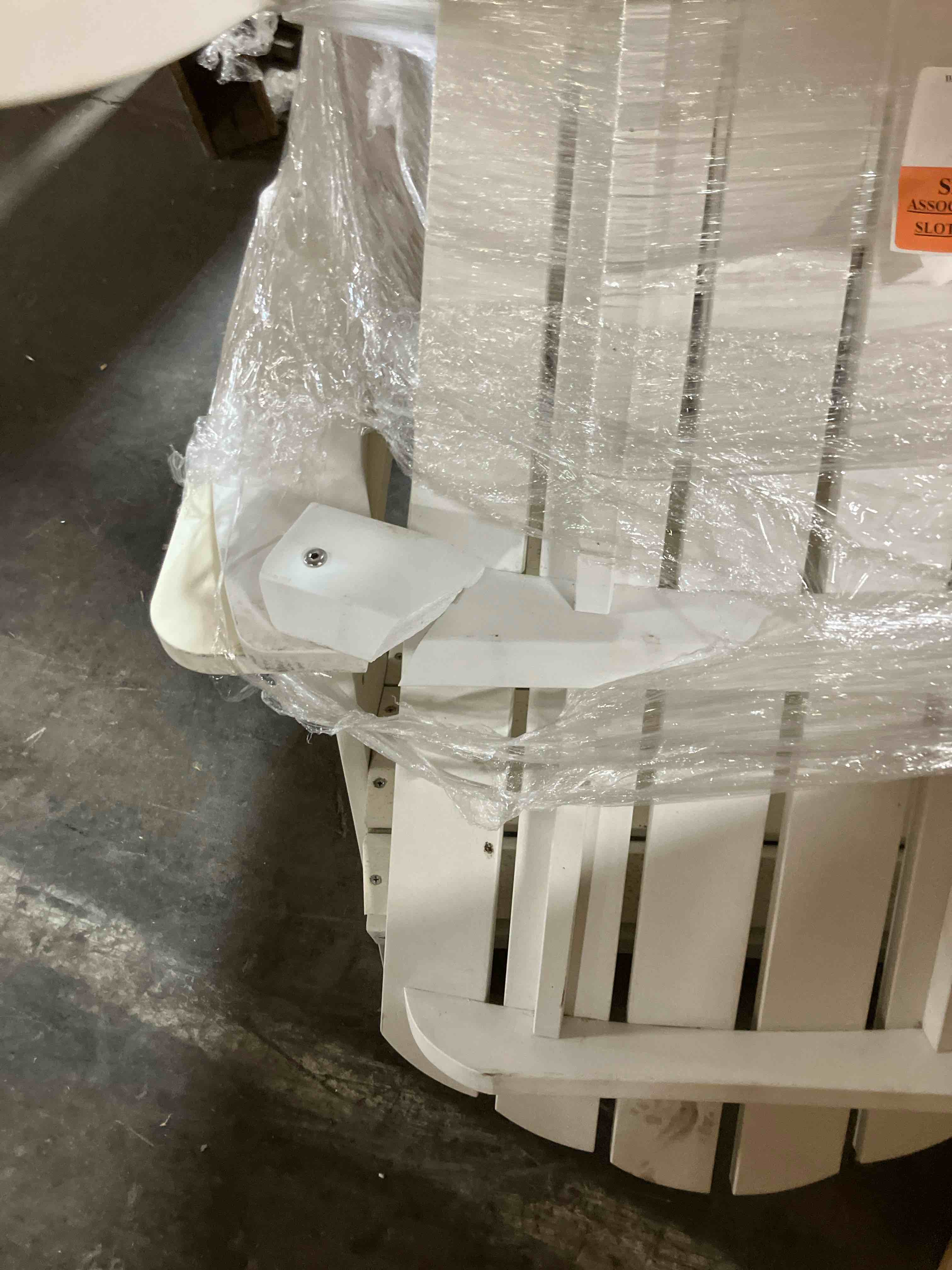 Condition photo showing As Is for Signature Design by Ashley Sundown Treasure Outdoor Patio HDPE Weather Resistant Adirondack Chair, White (Both chairs are broken)