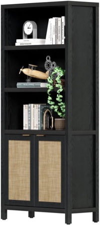 Marliee 72.1'' H Bohemian Inspired Rattan Bookcase with Storage Cabinet and Adjustable Shelves Latitude Run