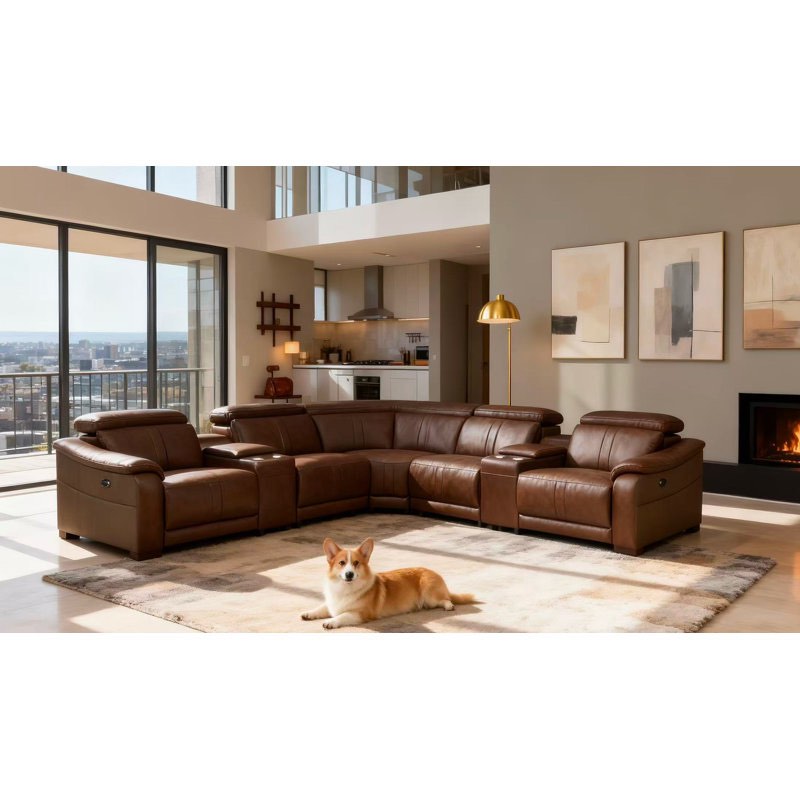 Berkhamsted Leather Recliner Theater Set ( Corner seat only)