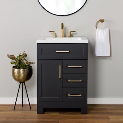 style selections cauley 24-in black single sink bathroom vanity ( does not come with sink)