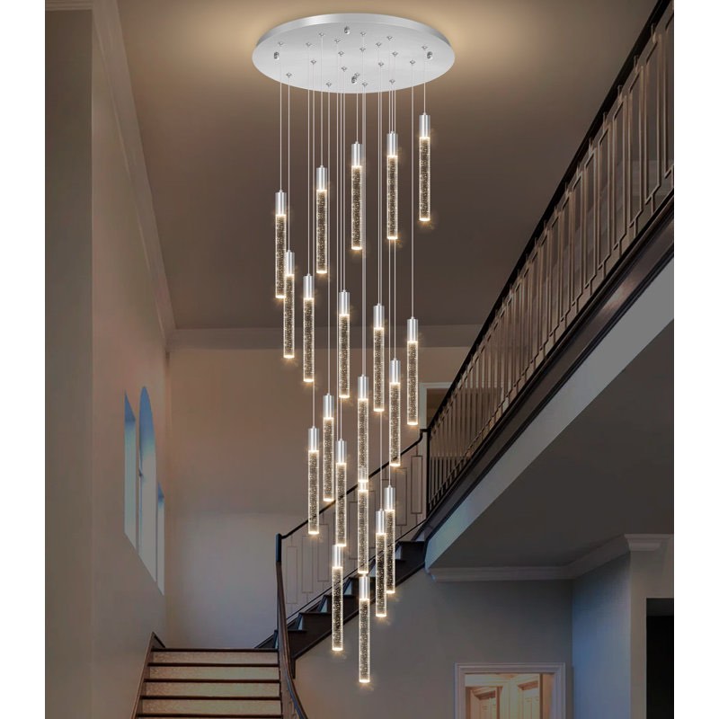 High Ceiling Crystal Staircase Chandelier