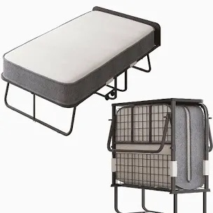 folding bed with mattress,portable rollaway guest bed for adults twin (box 1 missing box 2)