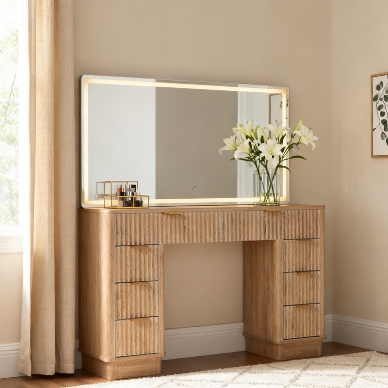 48-inch vanity with led lighted mirror and 8 drawers ( box a missing box b)