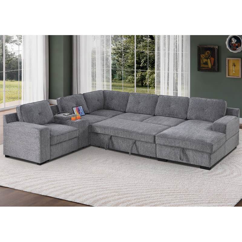 u-shaped sectional sofa bed pull out sleeper couch with storage chaise left arm chair only)