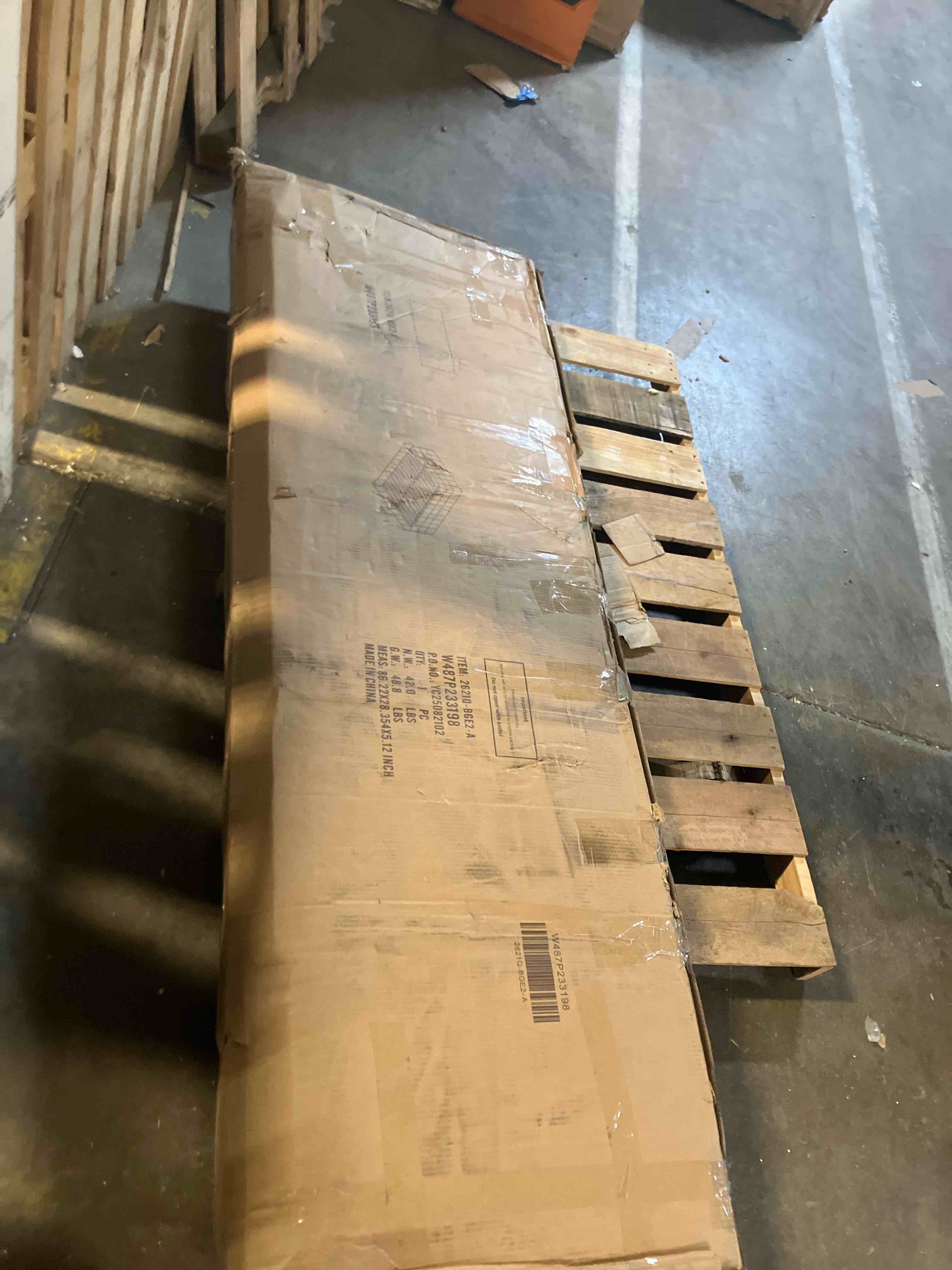 Condition photo showing As Is for West Elm Grid Tufted Corner Bed Full (Incomplete box A missing box B)