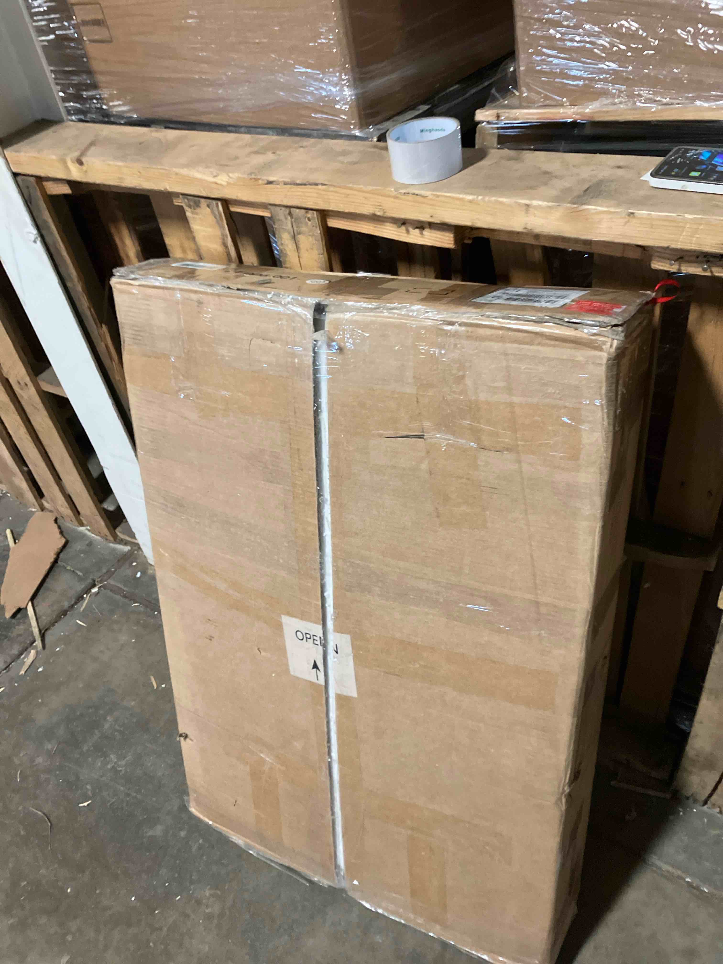 Condition photo showing New/Like New for Vanity Desk With Mirror and LED Lights, 36-Inch Makeup Vanity Desk, Power Outlet, USB Ports, Stool, 3 Color Adjustable Light, Dressing Table With 4 Drawers, Storage Shelves for Bedroom, Women, White ( INCOMPLETE )