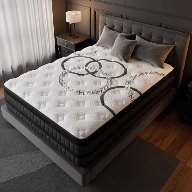 greoo queen size mattress 12" hybrid mattress in a box gel memory foam and pocket springs with motion isolation, medium firm, pressure relief, certipur-us® & oeko-tex® standard 100 certified